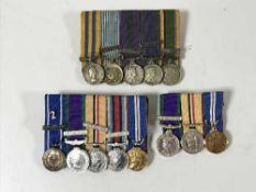 Thirteen miniature military medals with ribbons inc.