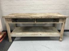 A pine work bench
