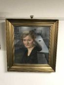 A gilt framed pastel - portrait of a lady