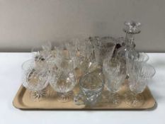 Two trays of assorted drinking glasses,