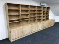 Seven piece teak modular bookcase