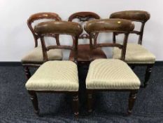 Five miscellaneous Victorian mahogany dining chairs