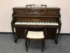 A mahogany cased overstrung mini piano by Collard & Collard with stool