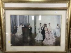 Two large gilt framed prints - Elegant soiree and one other