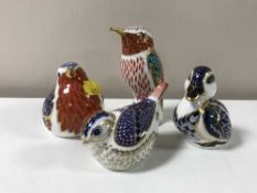 Four Royal Crown Derby bird paperweights
