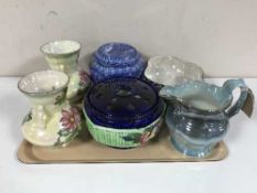 A tray of four pieces of Maling lustre ware,