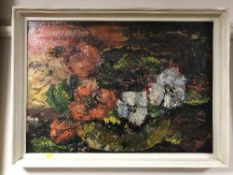 Two framed oils on boards - still life by T Richardson,