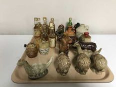 A tray of whiskey miniatures including seven Beswick miniatures
