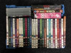 Three boxes of assorted DVD box sets and CDs