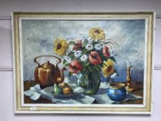 Continental school : Still life with flowers.