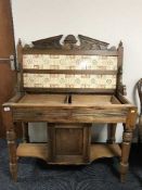 An antique pine tiled backed washstand (no marble top) and a Victorian dining chair