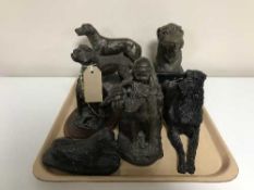 A tray of dog figures Lurchers by Royal Tara,