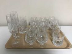 A tray of assorted lead crystal glass ware - Edinburgh Crystal brandy glasses,