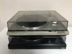 A National Panasonic stereo system with belt drive turn table together with a Technics SL -B21