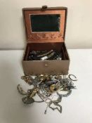A box of watches, box of costume jewellery etc.