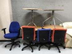 Four circular office tables,