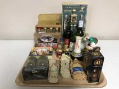 A tray of assorted alcohol miniatures