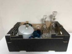 Two boxes of early 20th century and later china and glass ware,