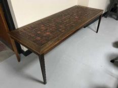 A 20th century Danish rosewood tiled top table