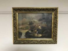 A framed colour print - The launching of the Great Britain 19 July 1943 and an oak framed