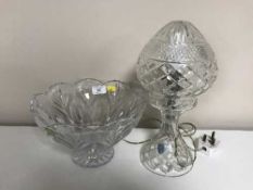 A Watford crystal table lamp and a Marquis Waterford crystal bowl