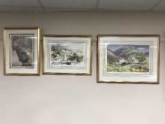 Two gilt framed signed Judy Boyes limited edition prints - Betty Cottage and The Packhorse Bridge
