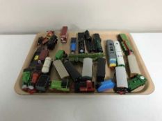 A tray of Thomas The Tank Engine & Friends rolling stock