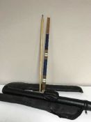 Three x two piece snooker cues in carry cases