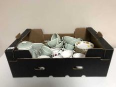 A box of two part Queen Anne bone china tea sets and a Danish Corinna tea service