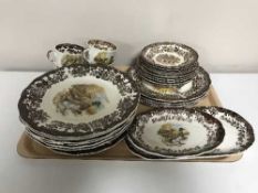 A box of approximately thirty seven pieces of Royal Worcester Pallissy Game Series tea and dinner