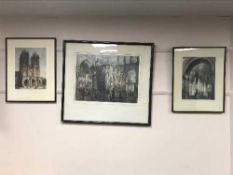 Arthur Tooth & Sons (publisher) : A Cathedral interior, etching with colours,