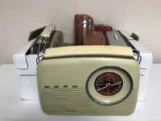 A box of six assorted transistor radios