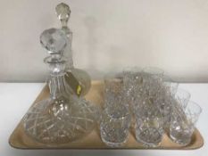 A tray of lead crystal ship's decanter,