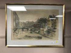 A Limited Edition signed print - a view along a canal