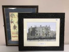 A colour print - North Shore in a carved frame,