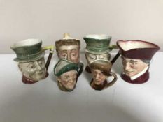 Three small Royal Doulton character jugs - The Cardinal etc together with three Beswick character