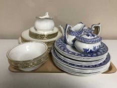 A tray of twenty five pieces of Duchess Ascot dinner ware, twelve Spode plates, Spode milk jug,
