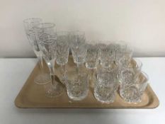 A tray of lead crystal ware - Edinburgh Crystal champagne flutes and Waterford Crystal glasses