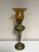 A Eltex brass oil lamp with shade and chimney