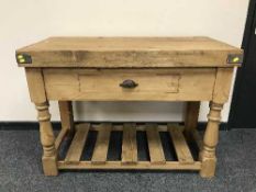 A reclaimed pine butcher's block fitted a drawer