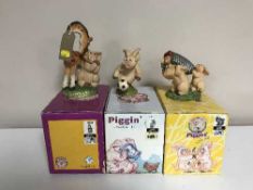 Seven boxed Piggin figures inc.