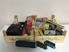 Four crates of Hornby Railways rolling stock, track,