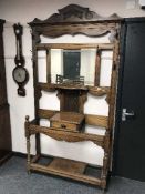 A late Victorian oak hall stand