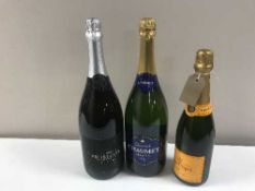 A bottle of Veuve Cliquot champagne,