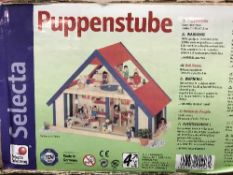 Two Selecta Puppenstube wooden dolls play houses, boxed.