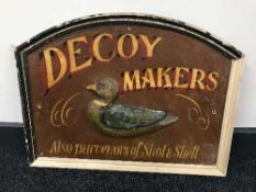 A hand painted wooden advertising sign - Decoy Makers