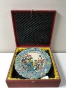 A boxed Chinese plaque depicting pheasants