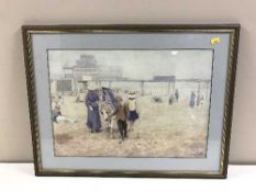 Four pictures - unsigned watercolour, unsigned coastal scene,