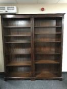 A mahogany twin section bookcase