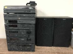 A Sony hi/fi system with speakers